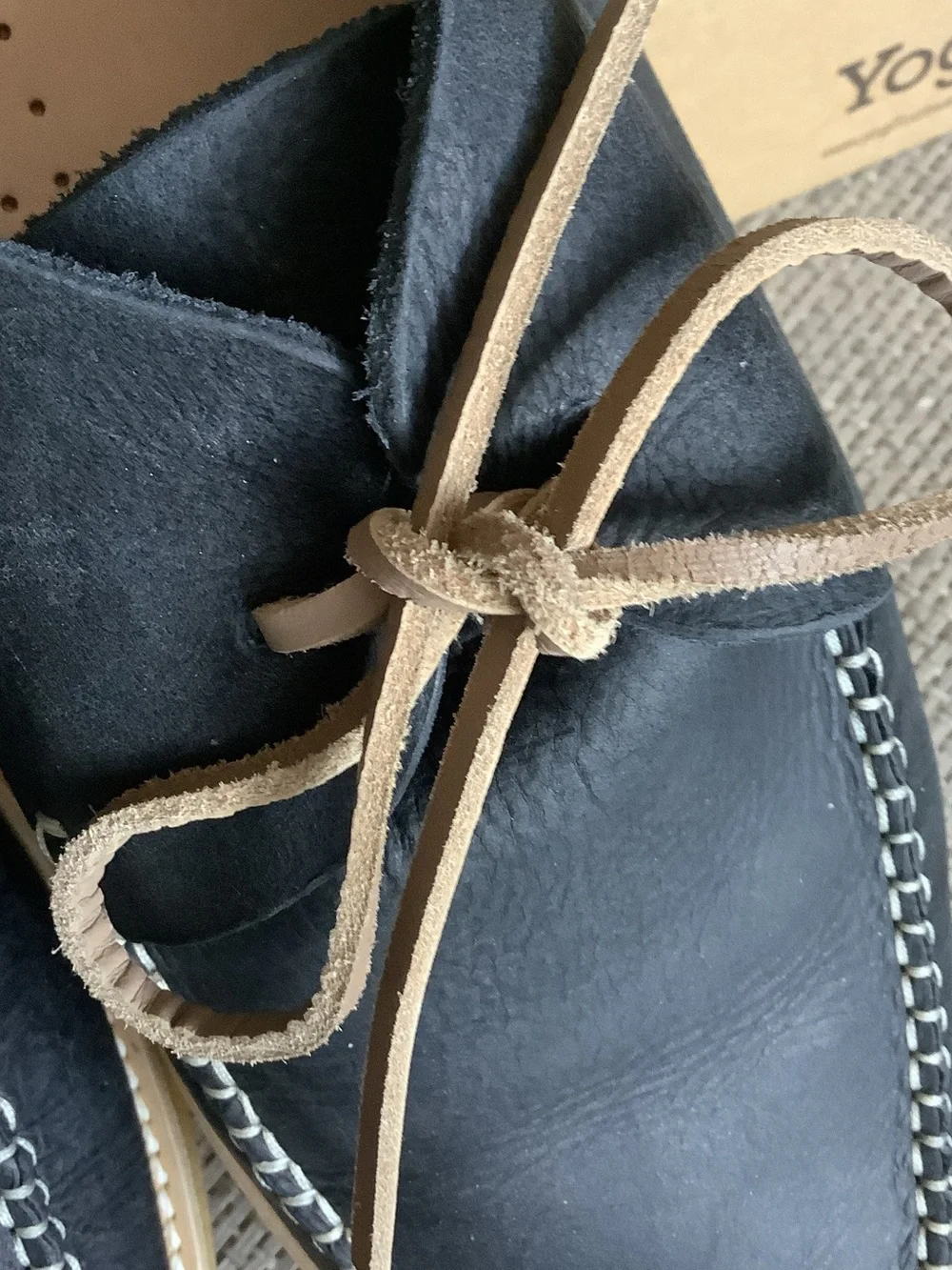Men’s Black Leather Boat Shoes with Tan Laces